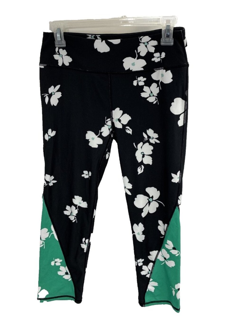 Fabletics Womens Leggings Floral Black Green Cropped Athletic Size S